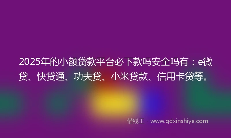 2025年的小额贷款平台必下款吗安全吗有：e微贷、快贷通、功夫贷、小米贷款、信用卡贷等。