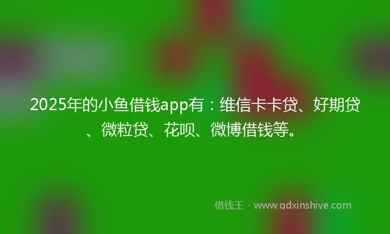 2025年的小鱼借钱app有：维信卡卡贷、好期贷、微粒贷、花呗、微博借钱等。