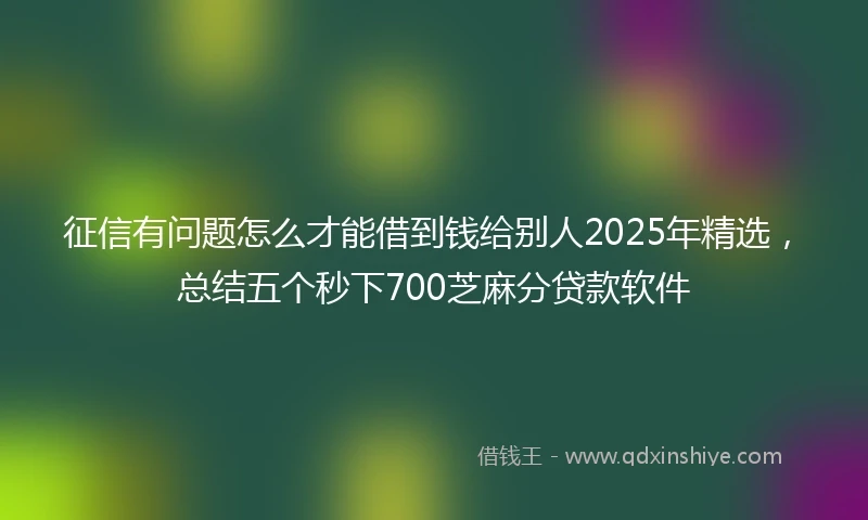 征信有问题怎么才能借到钱给别人2025年精选，总结五个秒下700芝麻分贷款软件