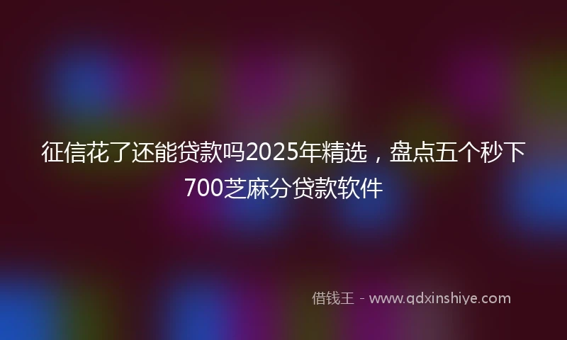征信花了还能贷款吗2025年精选，盘点五个秒下700芝麻分贷款软件