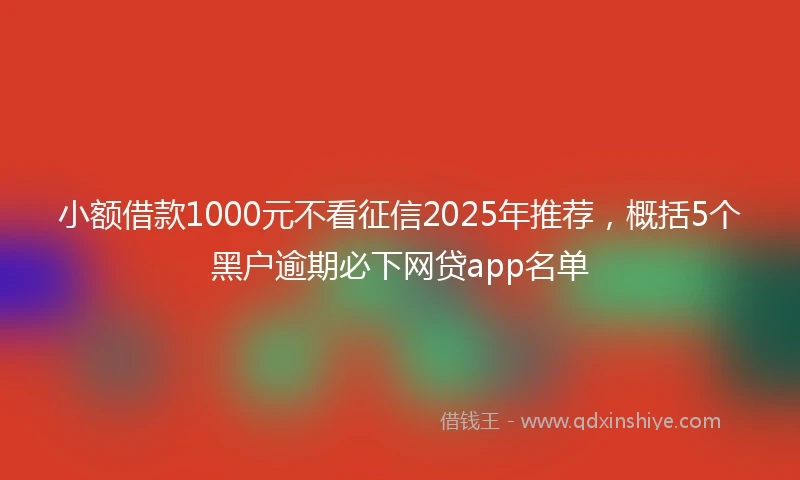 小额借款1000元不看征信2025年推荐，概括5个黑户逾期必下网贷app名单