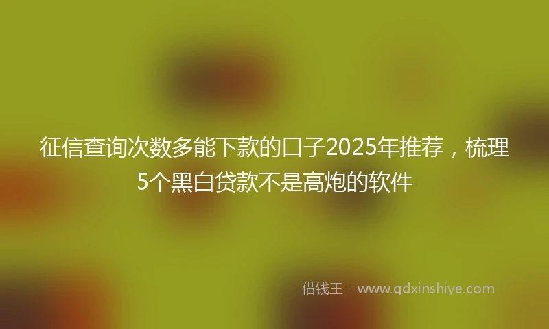 征信查询次数多能下款的口子2025年推荐，梳理5个黑白贷款不是高炮的软件
