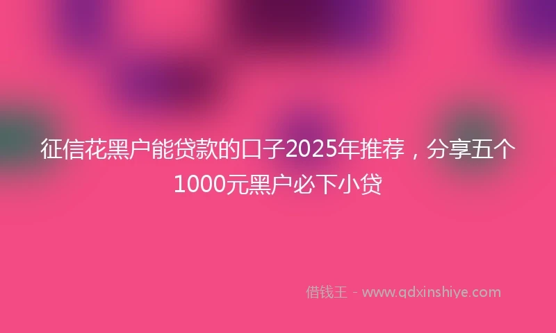 征信花黑户能贷款的口子2025年推荐，分享五个1000元黑户必下小贷