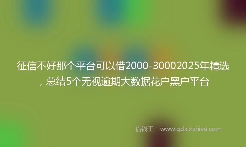 征信不好那个平台可以借2000-30002025年精选，总结5个无视逾期大数据花户黑户平台