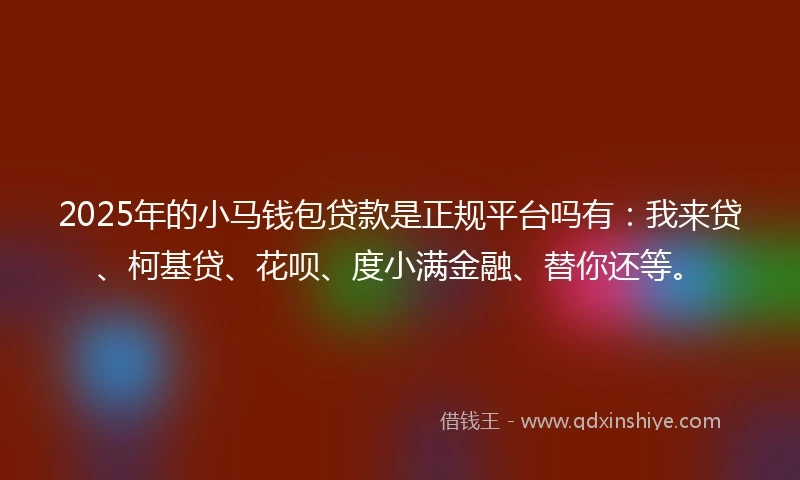 2025年的小马钱包贷款是正规平台吗有：我来贷、柯基贷、花呗、度小满金融、替你还等。