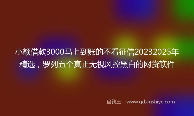 小额借款3000马上到账的不看征信20232025年精选，罗列五个真正无视风控黑白的网贷软件