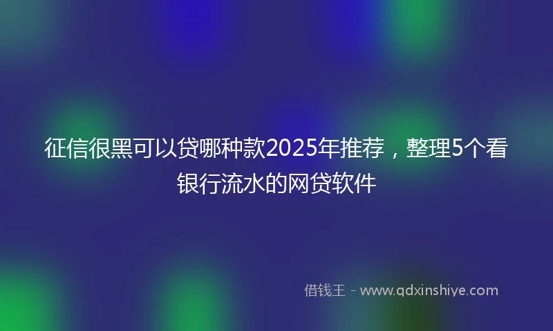 征信很黑可以贷哪种款2025年推荐，整理5个看银行流水的网贷软件