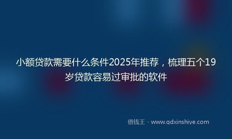 小额贷款需要什么条件2025年推荐，梳理五个19岁贷款容易过审批的软件