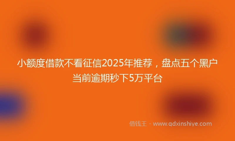 小额度借款不看征信2025年推荐，盘点五个黑户当前逾期秒下5万平台