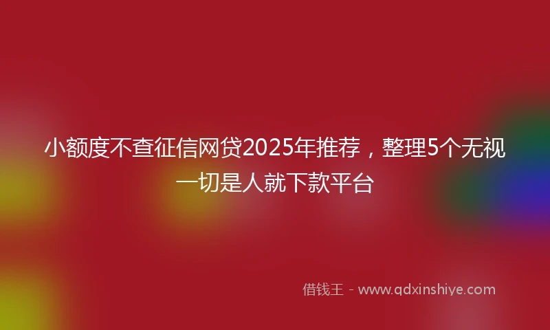 小额度不查征信网贷2025年推荐，整理5个无视一切是人就下款平台