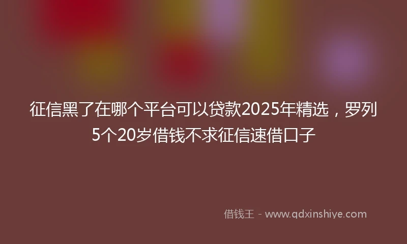 征信黑了在哪个平台可以贷款2025年精选，罗列5个20岁借钱不求征信速借口子