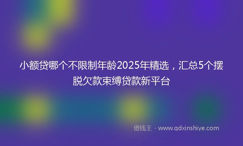 小额贷哪个不限制年龄2025年精选，汇总5个摆脱欠款束缚贷款新平台
