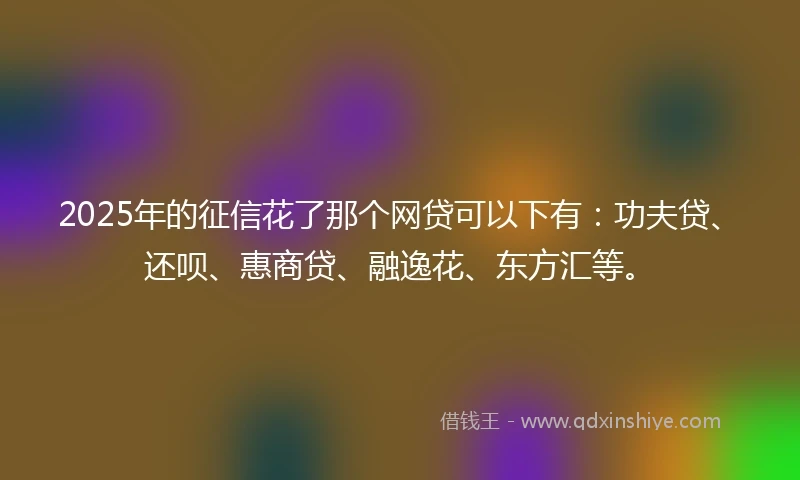 2025年的征信花了那个网贷可以下有：功夫贷、还呗、惠商贷、融逸花、东方汇等。
