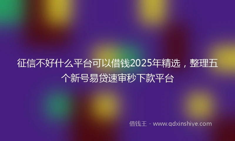征信不好什么平台可以借钱2025年精选，整理五个新号易贷速审秒下款平台