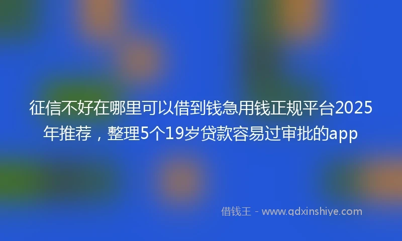 征信不好在哪里可以借到钱急用钱正规平台2025年推荐，整理5个19岁贷款容易过审批的app