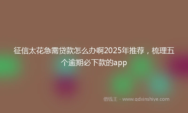征信太花急需贷款怎么办啊2025年推荐，梳理五个逾期必下款的app