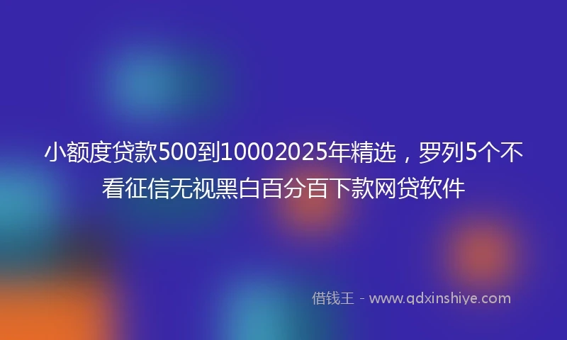 小额度贷款500到10002025年精选，罗列5个不看征信无视黑白百分百下款网贷软件