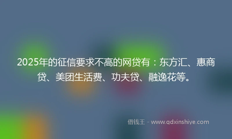 2025年的征信要求不高的网贷有：东方汇、惠商贷、美团生活费、功夫贷、融逸花等。