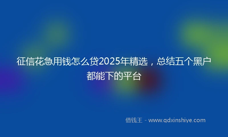 征信花急用钱怎么贷2025年精选，总结五个黑户都能下的平台