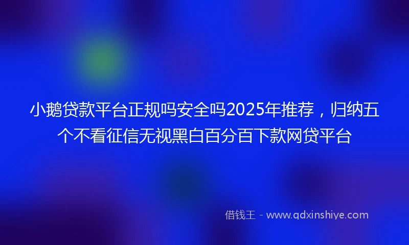 小鹅贷款平台正规吗安全吗2025年推荐，归纳五个不看征信无视黑白百分百下款网贷平台