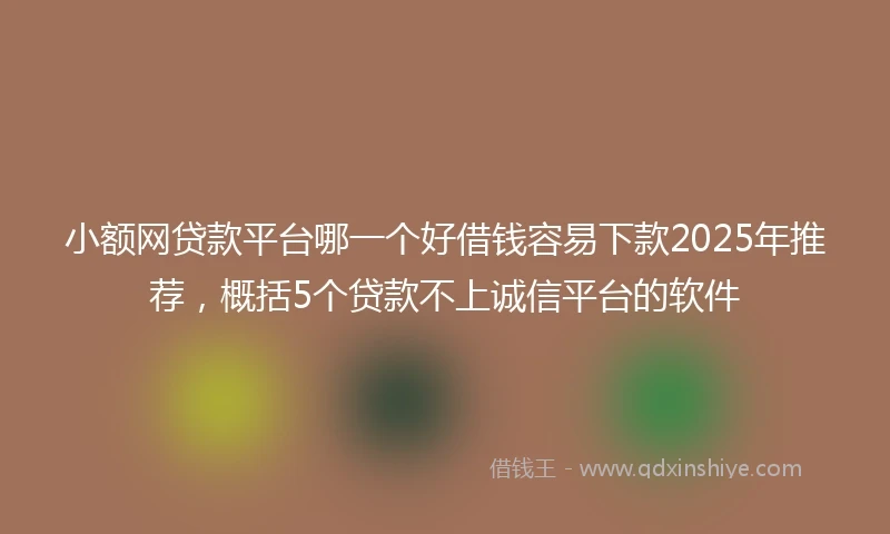 小额网贷款平台哪一个好借钱容易下款2025年推荐，概括5个贷款不上诚信平台的软件