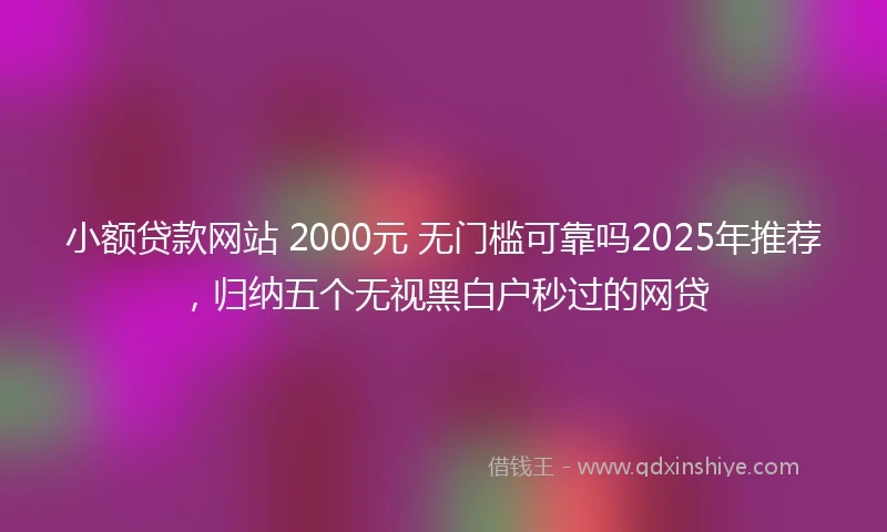 小额贷款网站 2000元 无门槛可靠吗2025年推荐，归纳五个无视黑白户秒过的网贷