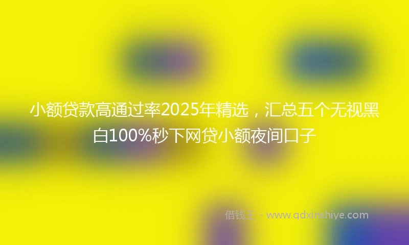 小额贷款高通过率2025年精选，汇总五个无视黑白100%秒下网贷小额夜间口子