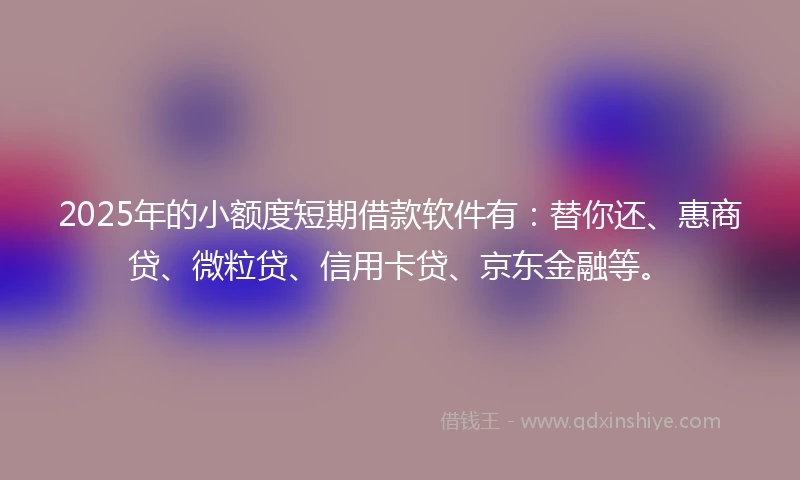 2025年的小额度短期借款软件有：替你还、惠商贷、微粒贷、信用卡贷、京东金融等。