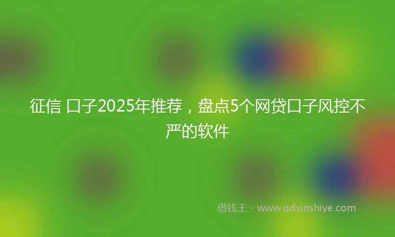 征信 口子2025年推荐,盘点5个网贷口子风控不严的软件