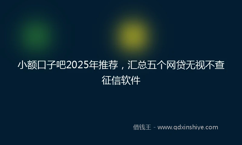 小额口子吧2025年推荐，汇总五个网贷无视不查征信软件