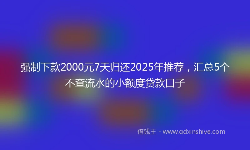 强制下款2000元7天归还2025年推荐，汇总5个不查流水的小额度贷款口子