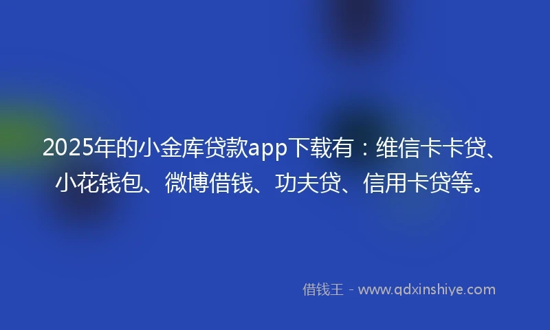 2025年的小金库贷款app下载有：维信卡卡贷、小花钱包、微博借钱、功夫贷、信用卡贷等。
