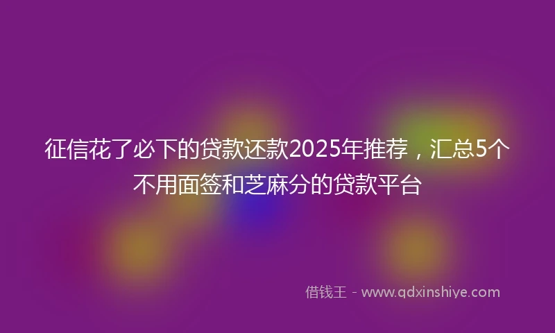 征信花了必下的贷款还款2025年推荐，汇总5个不用面签和芝麻分的贷款平台