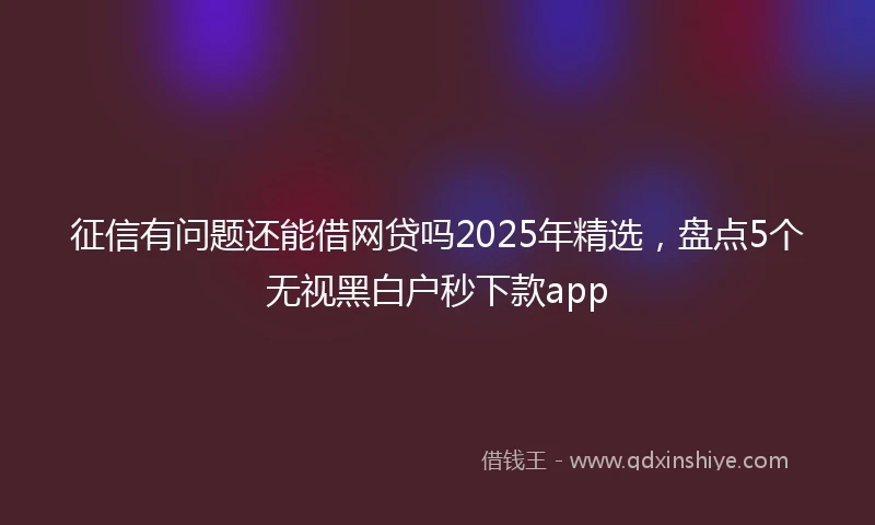 征信有问题还能借网贷吗2025年精选，盘点5个无视黑白户秒下款app