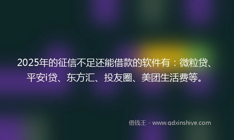 2025年的征信不足还能借款的软件有：微粒贷、平安i贷、东方汇、投友圈、美团生活费等。