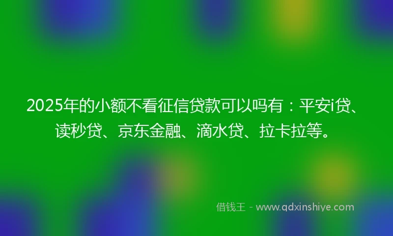 2025年的小额不看征信贷款可以吗有：平安i贷、读秒贷、京东金融、滴水贷、拉卡拉等。