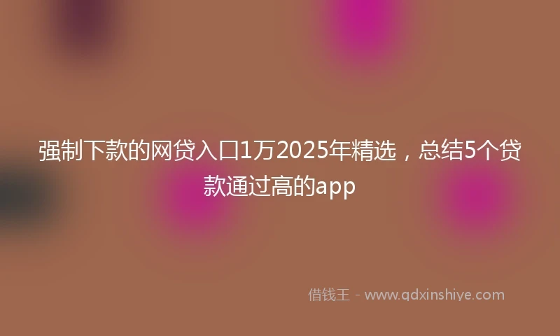 强制下款的网贷入口1万2025年精选，总结5个贷款通过高的app