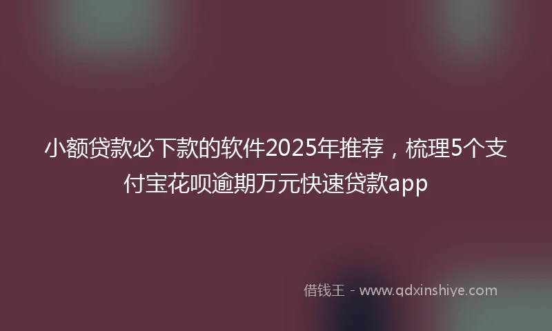 小额贷款必下款的软件2025年推荐，梳理5个支付宝花呗逾期万元快速贷款app
