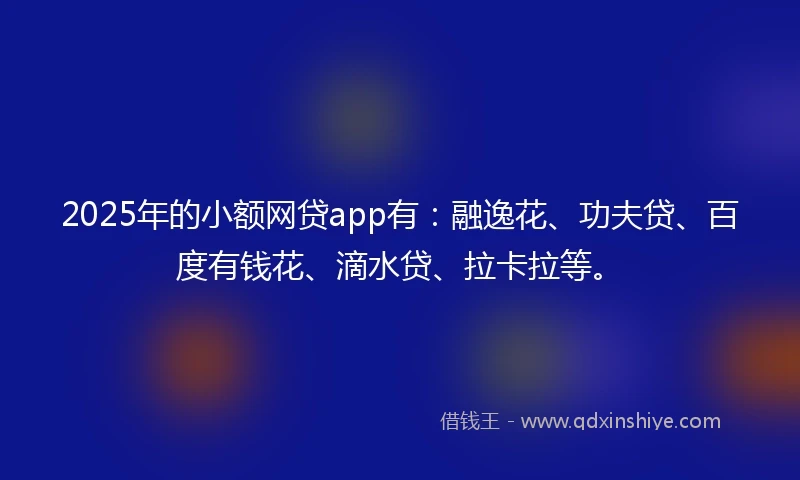 2025年的小额网贷app有：融逸花、功夫贷、百度有钱花、滴水贷、拉卡拉等。
