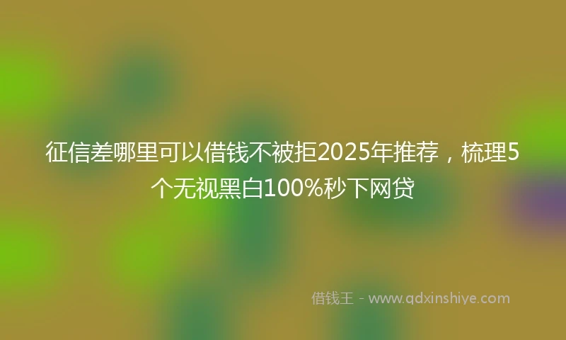 征信差哪里可以借钱不被拒2025年推荐，梳理5个无视黑白100%秒下网贷
