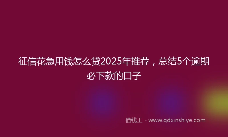 征信花急用钱怎么贷2025年推荐，总结5个逾期必下款的口子