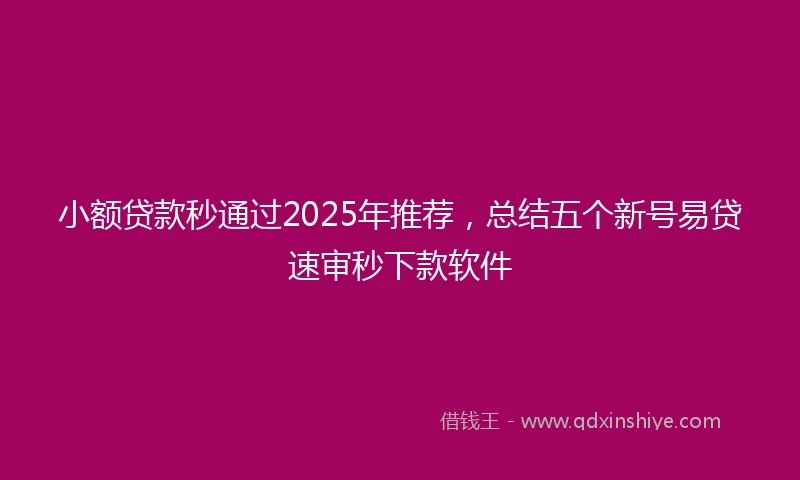 小额贷款秒通过2025年推荐，总结五个新号易贷速审秒下款软件