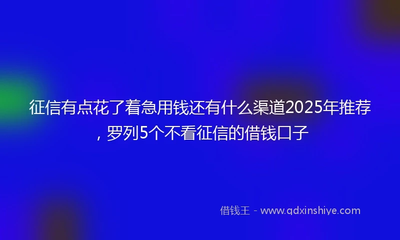 征信有点花了着急用钱还有什么渠道2025年推荐，罗列5个不看征信的借钱口子