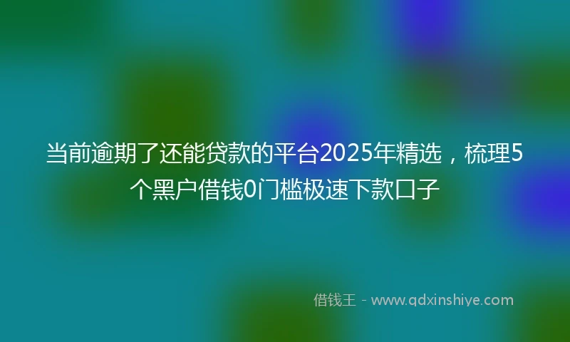 当前逾期了还能贷款的平台2025年精选，梳理5个黑户借钱0门槛极速下款口子
