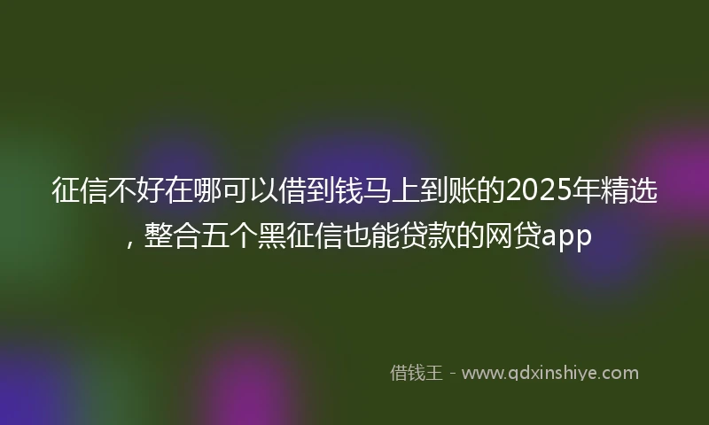 征信不好在哪可以借到钱马上到账的2025年精选，整合五个黑征信也能贷款的网贷app