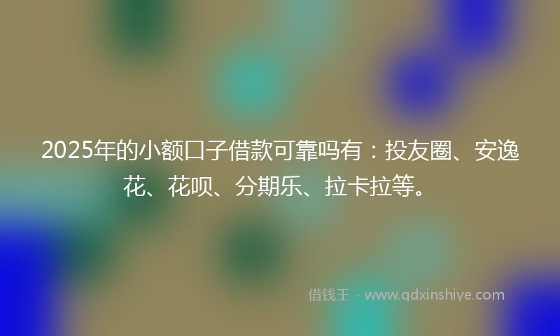 2025年的小额口子借款可靠吗有：投友圈、安逸花、花呗、分期乐、拉卡拉等。