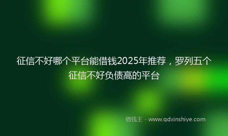 征信不好哪个平台能借钱2025年推荐，罗列五个征信不好负债高的平台