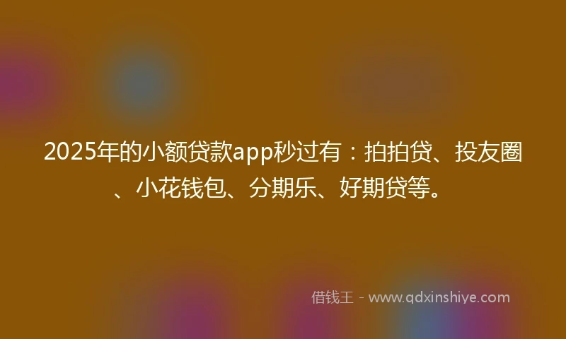 2025年的小额贷款app秒过有：拍拍贷、投友圈、小花钱包、分期乐、好期贷等。