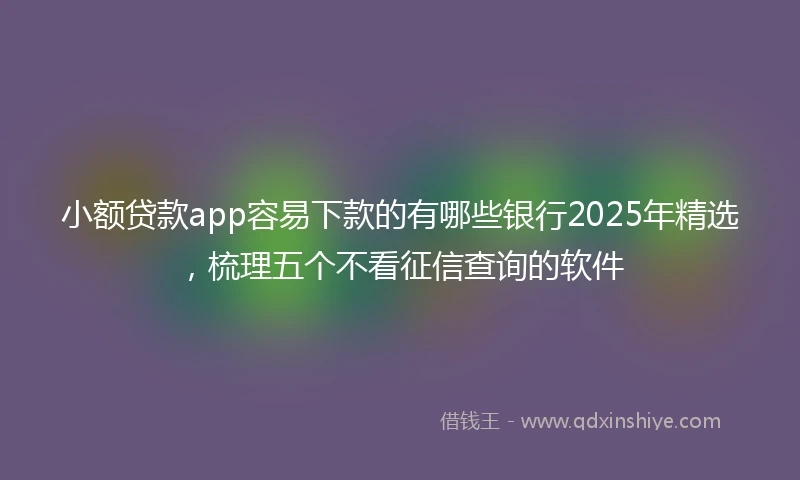 小额贷款app容易下款的有哪些银行2025年精选，梳理五个不看征信查询的软件