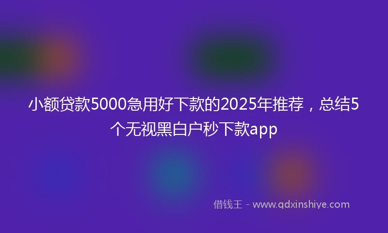 小额贷款5000急用好下款的2025年推荐，总结5个无视黑白户秒下款app